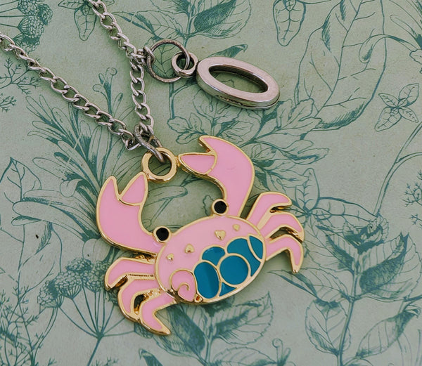 Pink crab necklace, pink crab style jewellery, crab lovers gifts, crabbing gifts, crab fishing lovers, zodiac necklace, seaside themed gifts