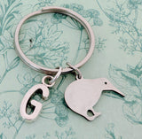 Kiwi bird keyring, kiwi bird lover gifts, kiwi bird themed jewellery, bird watcher gifts, bird themed gifts, personalised keyring birds