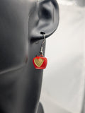 Apple mismatch novelty earrings, apple fruit lover gifts, apple vegan jewellery, fruit themed gifts, summer style earrings, fun quirky gifts
