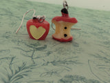 Apple mismatch novelty earrings, apple fruit lover gifts, apple vegan jewellery, fruit themed gifts, summer style earrings, fun quirky gifts