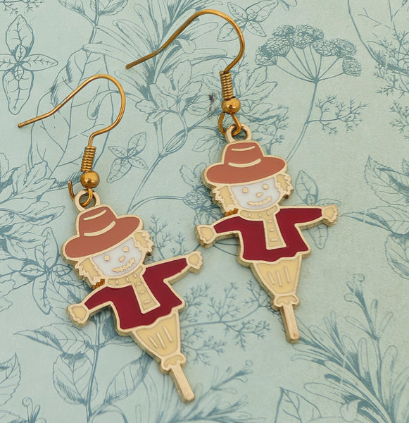 Cute scarecrow novelty earrings, scarecrow novelty jewellery, farmers wife gifts, gifts for farmers, fun novelty gifts, scarecrow inspired