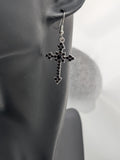 Black gothic cross earrings, black cross gothic jewellery, gothic inspired jewellery gifts, vampire themed earrings, alternative style gifts