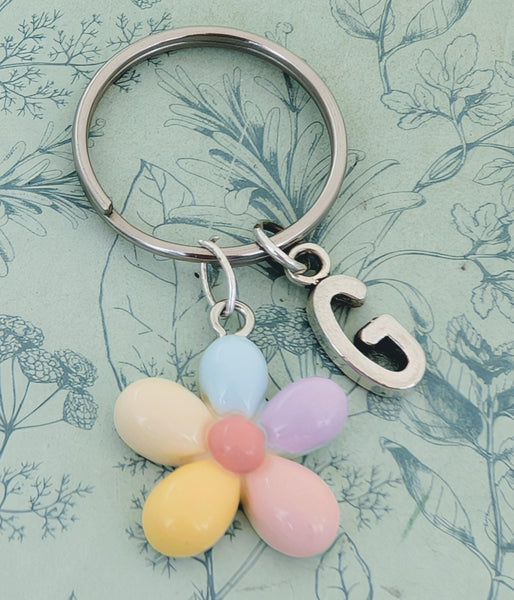 Cute colourful flower keyring, flower inspired gifts, flower lover gifts, flower girl gift ideas, children gifts ideas, children bag keyring
