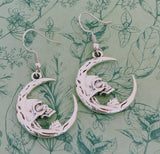 Celestial skull moon earrings, celestial skull jewellery, skull lover gifts, gothic earrings, gothic skull jewellery, celestial style gifts,