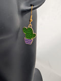 Cute green cactus earrings, cactus flower jewellery, gardener gift ideas, flower themed, flower jewellery, cactus themed, mum gift ideas,