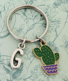 Cute green cactus keyring, plant lover keyring, flower lover gifts, gardener gift ideas, gardener lover keyring, cactus accessories,