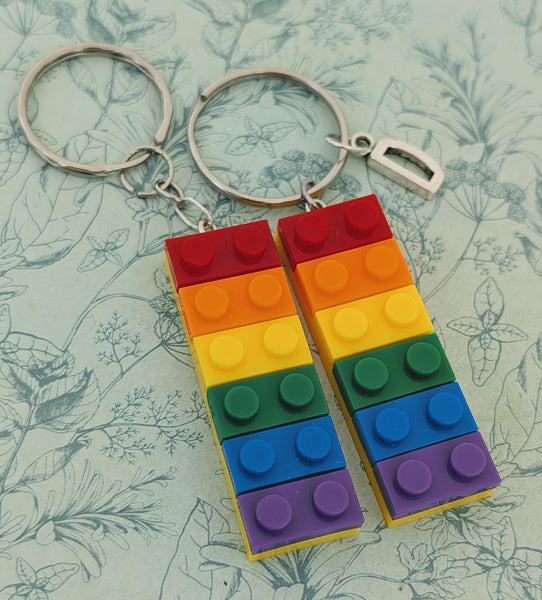 Colourful brick keyring, brick lover gifts, children keyrings, gifts for children, gifts for brick lovers, novelty fun keyring, secret Santa