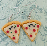 Fun novelty pizza earrings, pizza lover gifts, pizza themed jewellery, gifts for food lovers, fast food inspired gifts, pizza chef gifts,