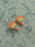 Cute rainbow cake earrings, rainbow cake jewellery, cake lover gifts, baker gifts, baker earrings, chef inspired gifts, food themed gifts