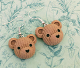 Teddy bear earrings, brown bear jewellery, teddy bear lover gifts, bear themed, cute animal earrings, gifts for animal lovers,