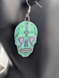Kawaii skull earrings, cute skull jewellery, statement gothic earrings, gothic inspired gifts, gothic lovers, gothic themed, skeleton themed