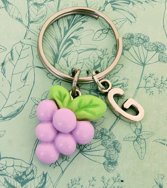 Purple grape keyring, vineyard lover gifts, grape lover gifts, wine lover gifts, wine inspired, fruit inspired gifts, vegan gifts,