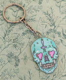 Kawaii skeleton keyring, skull keychain, gothic skull gifts, gothic accessories, cute kawaii gothic, gifts for goths, skull lover gifts,