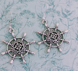 Pirate ship wheel earrings, pirate lover gifts, boat lover gifts, boat inspired jewellery, statement earrings, nautical themed gifts,