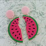 Watermelon earrings, statement earrings, watermelon jewelry, fruit earrings, fruit jewelry, fruit lover gifts, summer earrings, summer gifts