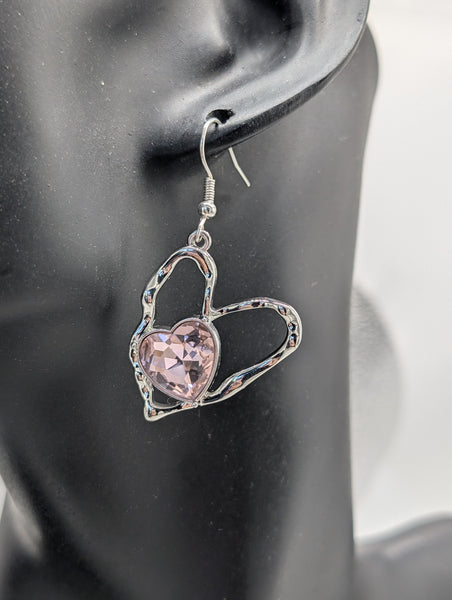 Pink cute heart earrings, pink heart jewellery, heart themed gifts, heart themed jewellery, anniversary gift ideas, gifts for girlfriends,