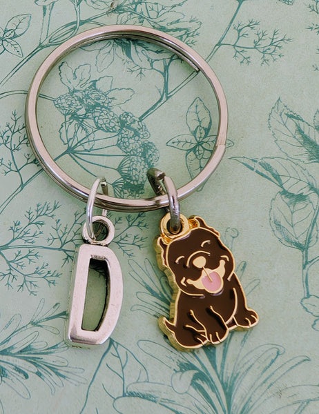 Brown bulldog keyring, bulldog lover gifts, bulldog mum gifts, gifts for dog lovers, bulldog themed, dog groomer gifts, dog trainer gifts,