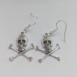 Skull earrings, skull jewelry, charm earrings, pirate earrings, punk earrings, punk jewelry, gothic earrings, gothic jewelry,