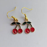 Cherry earrings, cherry jewelry, rockabilly earrings, rockabilly jewelry, fruit earrings, retro earrings, retro jewelry, fruit jewelry,