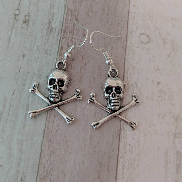 Skull earrings, skull jewelry, charm earrings, pirate earrings, punk earrings, punk jewelry, gothic earrings, gothic jewelry,