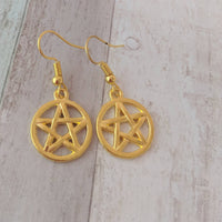 Pentagram earrings, pentagram gifts,  wiccan earrings, wiccan jewelry, gothic earrings, witch gifts, goth earrings, witch earrings,