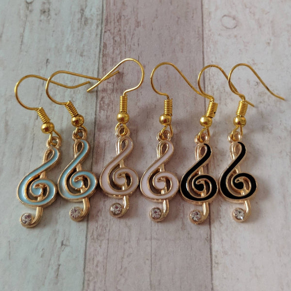 Music earrings, music jewelry, music lover earrings, teacher gifts, teacher earrings, treble clef earrings, novelty earrings,