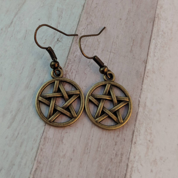 Pentagram earrings, pentagram jewellery, pentagram jewelry, Wicca earrings, Wicca jewelry, pagan earrings, pagan Jewellery, witch earrings