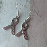 Breast cancer earrings, cancer awareness, cancer survivor gifts, awareness ribbon earrings, cancer fighter, cancer warrior, cancer awareness