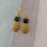 Pineapple earrings, gold earrings, fruit earrings, quirky earrings, food earrings, holiday earrings, tropical earrings, novelty earrings