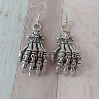 Skull hand earrings, skull themed gifts, skull inspired, gifts for skull lovers, Halloween earrings, Halloween lover gifts, Halloween gifts