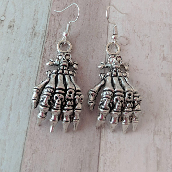 Skull hand earrings, skull themed gifts, skull inspired, gifts for skull lovers, Halloween earrings, Halloween lover gifts, Halloween gifts