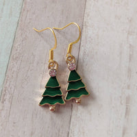 Christmas tree earrings, Christmas jewelry, gifts for her, stocking stuffers, festive earrings, stocking fillers, charm earrings,