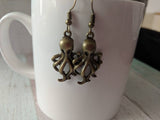 Octopus earrings, octopus jewelry, steampunk earrings, steampunk jewelry, gifts for her, cosplay earrings, nautical earring, sealife jewelry