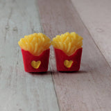 Food earrings, fries earrings, novelty earrings, fun earrings, miniature food jewelry, kawaii jewelry, stud earrings, gifts for her,