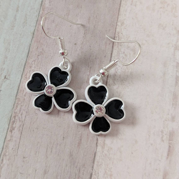 Shamrock earrings, four leaf clover earrings, Irish earrings, good luck earrings, charm earrings, gift for her, st Patrick's Day,