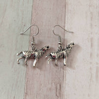 Wolf earrings, wolf jewellery, wolf lover gifts, moon earrings, moon themed, wolf themed, celestial gifts, spirit animals, wolf jewelry,