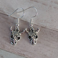 Skull earrings, skull jewelry, cow skull earrings, Halloween gifts, Halloween earrings, tribal earrings, tribal gifts, gothic earrings,