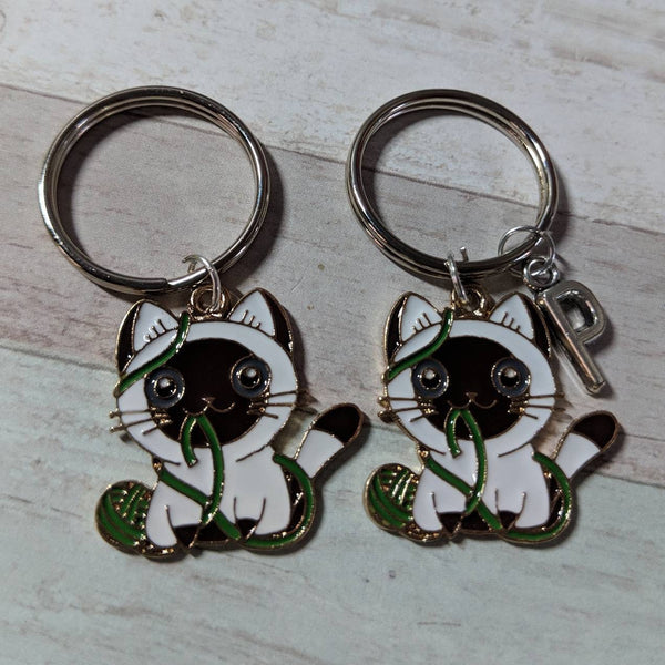 Cat keyring, personalised cat keyring, cat lovers gift, animal keychain, birthday gifts, gift for friend, cat gift, initial keyring,