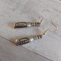 Beer earrings, charm earrings, novelty earrings, teen earrings, lager earrings, bff gifts, sister gifts, beer lover gift, fun jewelry