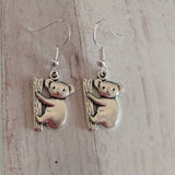 Koala bear earrings, koala gifts, animal earrings, animal jewellery, koala lover gifts, dangle earrings, animal gifts, charm earrings,