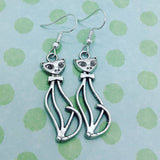 Cat earrings, retro earrings, cat jewellery, animal earrings, animal jewellery, gifts for her, cat lover gifts, charm earrings, kitten gifts