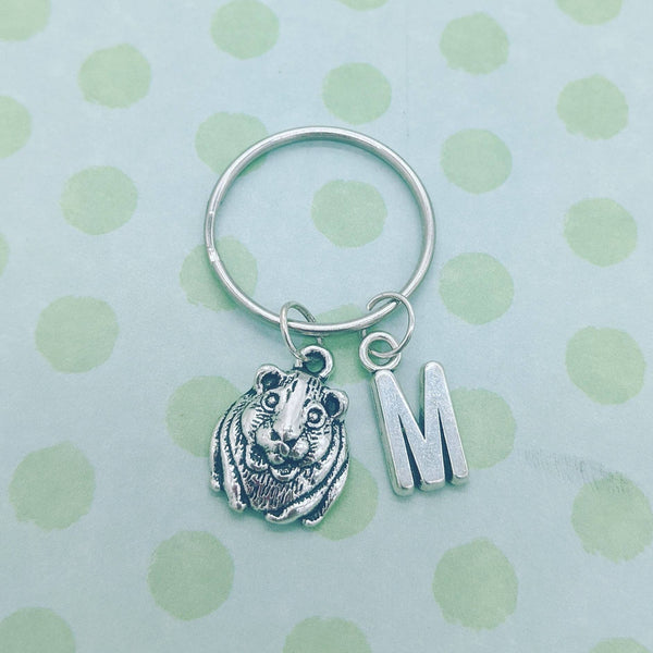 Guinea pig keyring, guinea pig gifts, guinea pig lovers, sister gifts, personalised gifts, initial keyring, animal gifts, animal keyring