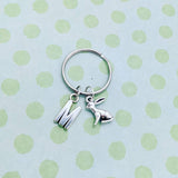 Rabbit keyring, rabbit lover gifts, personalized gifts, Easter gifts, pet keychain, pet lover gifts, animal bag charm, initial keychain