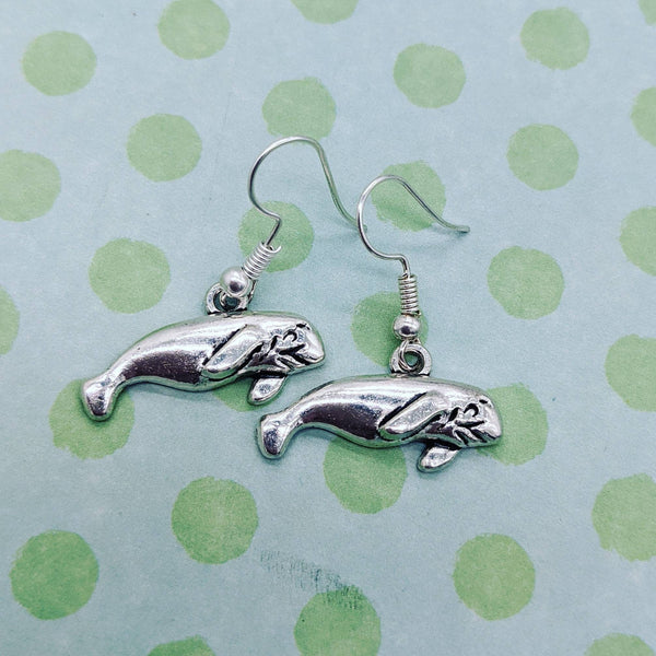 Manatee earrings, seal earrings, manatee jewelry, seal jewelry, beach gift, charm earrings, animal earrings, animal jewelry, gifts for her