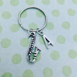 Saxophone keyring, saxophonist gifts, music keyring, music teacher gifts, initial keychain, charm keyring, birthday gifts, jazz music,