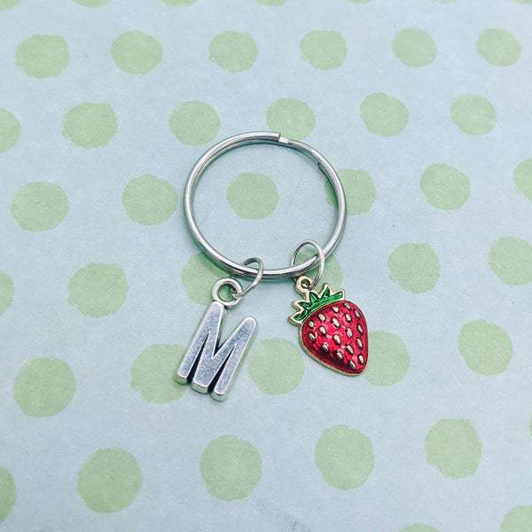 Strawberry keychain, strawberry gifts, strawberry charm, fruit gifts, summer gifts, summer keychain, farmer gifts, birthday gifts,