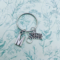 Sister keyring, sister keychain, sister gifts, gifts for her, charm keyring, initial keychain, personalised gifts, special sister,