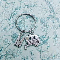 Caravan keyring, caravan keychain, caravaning gifts, sister gifts, bff gifts, camper keychain, caravan gifts, initial keychain, bag charm