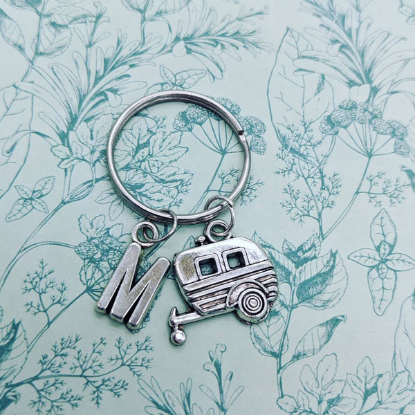 Caravan keyring, caravan keychain, caravaning gifts, sister gifts, bff gifts, camper keychain, caravan gifts, initial keychain, bag charm