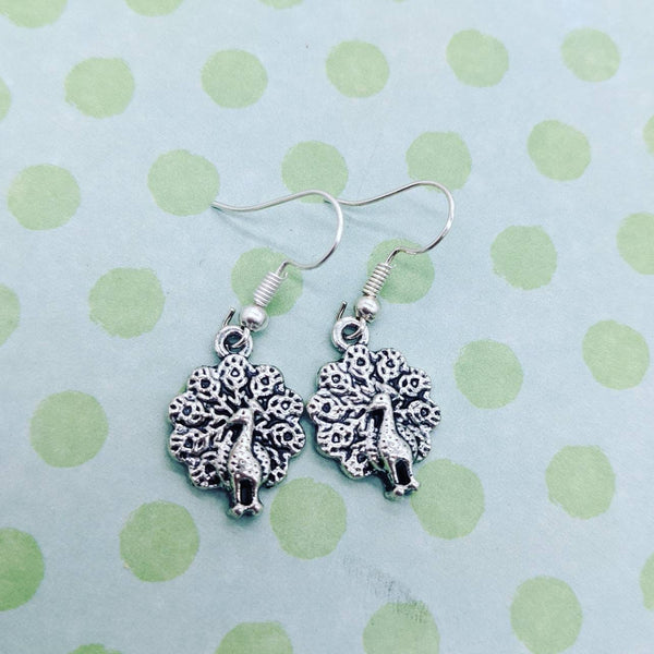 Peacock earrings, peacock jewelry, bird earrings, bird jewelry, peacock gifts, sister gifts, bird lover gifts, bff gifts, bird watcher gifts